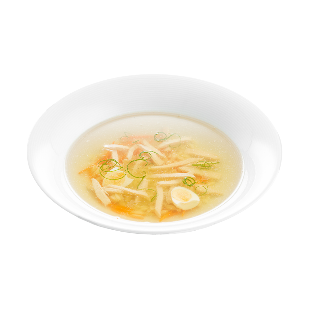 Куриный суп с орзо и крутонами